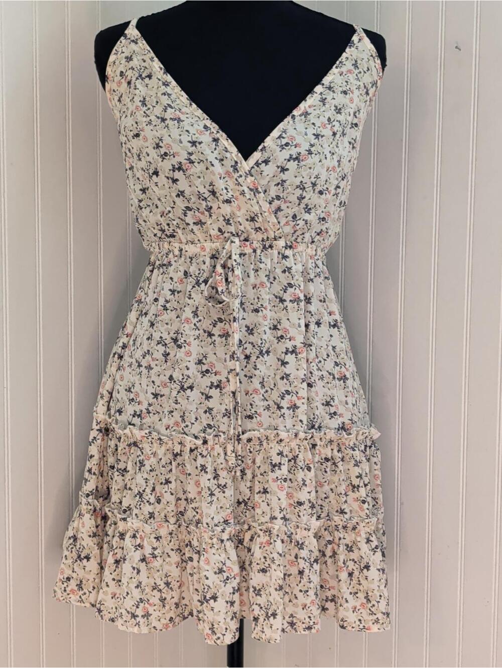 Romwe Floral Cottagecore Print V-Neck Sleeveless Dress Size S